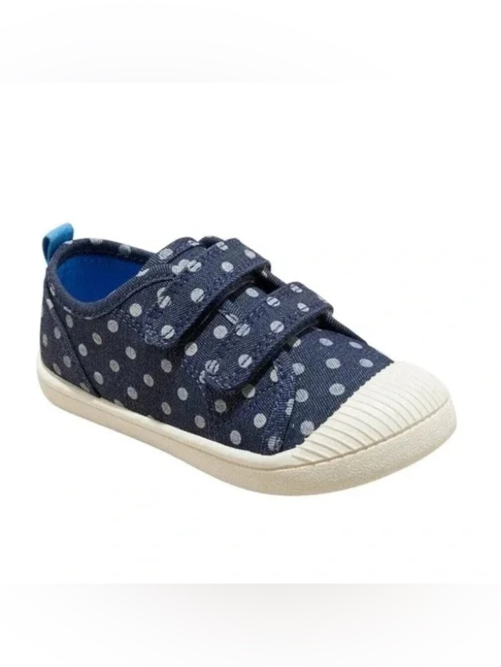 Cat & Jack Navy Polka Dot Velcro Sneakers Sz 5